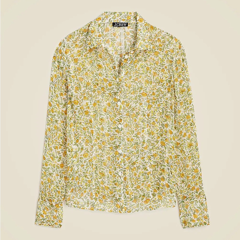 J.Crew Floral Sheer Blouse